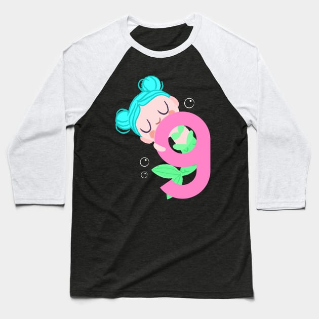 Mermaid Series: Number 9 Baseball T-Shirt by TheMioStore